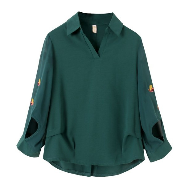 Cămașă de damă elegantă cu broderie în patru culori