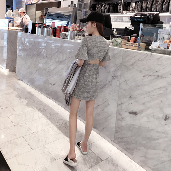 Casual γυναικείο φόρεμα σε γκρι χρώμα