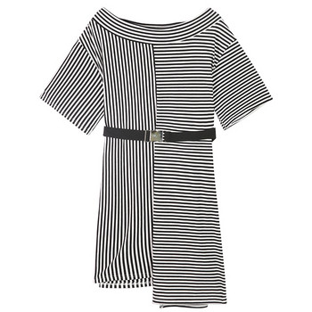 Casual γυναικείο ριγέ φόρεμα σε δύο χρώματα