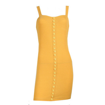 Καθημερινό γυναικείο φόρεμα με κουμπιά σε κίτρινο χρώμα