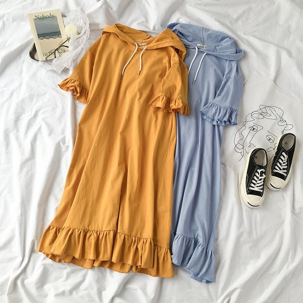 Γυναικείο αθλητικό φόρεμα με κουκούλα σε δύο χρώματα