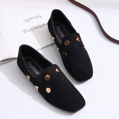 Mocasini casual dama cu elemente metalice in negru si maro