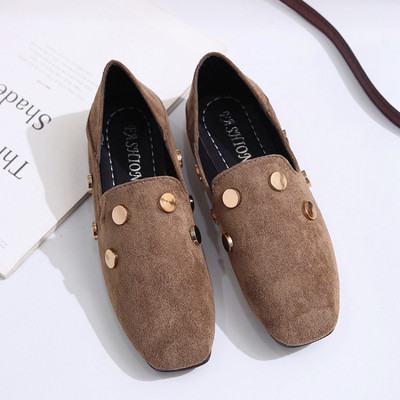 Mocasini casual dama cu elemente metalice in negru si maro