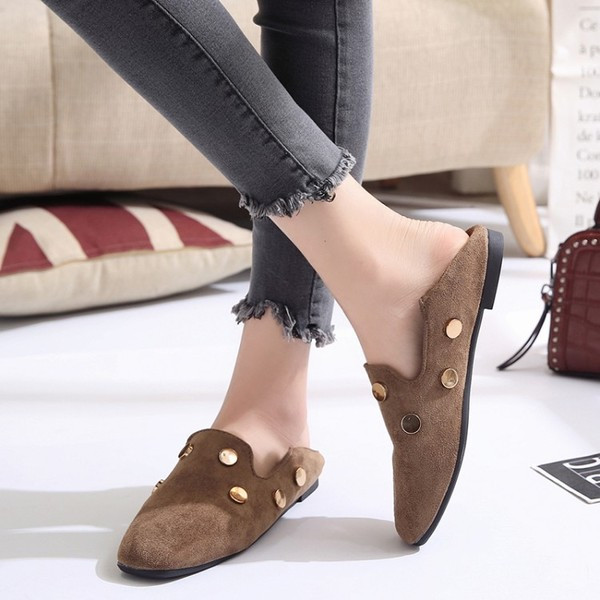 Mocasini casual dama cu elemente metalice in negru si maro