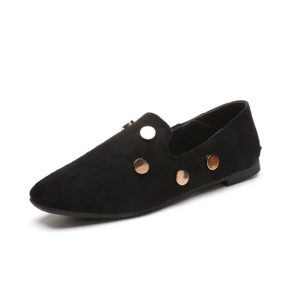 Mocasini casual dama cu elemente metalice in negru si maro