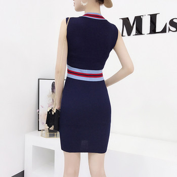 Κομψό γυναικείο φόρεμα με διακόσμηση και φερμουάρ σε δύο χρώματα