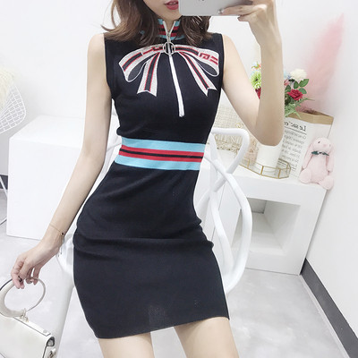 Κομψό γυναικείο φόρεμα με διακόσμηση και φερμουάρ σε δύο χρώματα