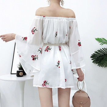 Casual γυναικείο φόρεμα σε λευκό με floral μοτίβα