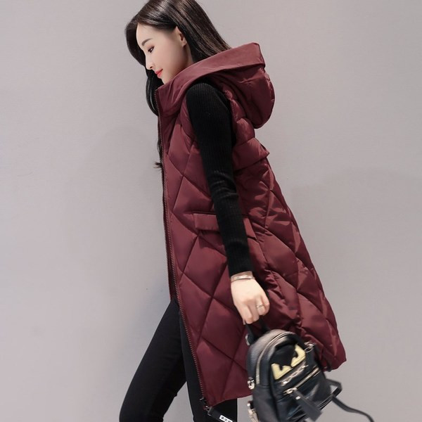 Vesta de dama moderna cu gluga model lunga in mai multe culori