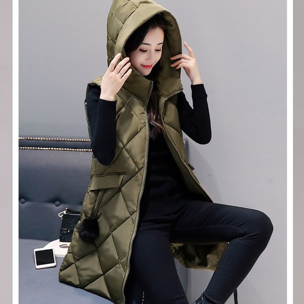 Vesta de dama moderna cu gluga model lunga in mai multe culori