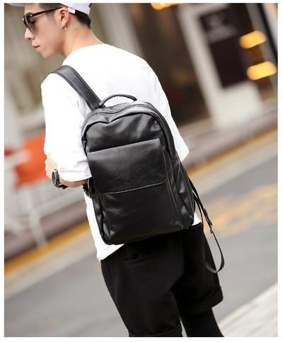 Rucsac pentru bărbați din piele ecologică de culoare neagră