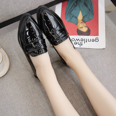 Mocasini eleganti de dama din piele ecologica de culoare negru si maro - model ascutit