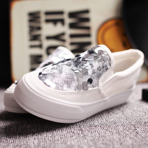 Mocasini casual dama cu paiete in alb si negru