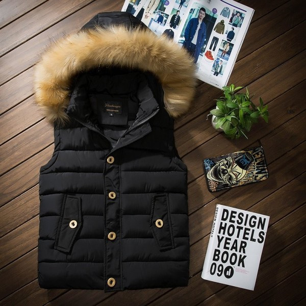 Ανδρικό γιλέκο  με κουκούλα σε διάφορα χρώματα