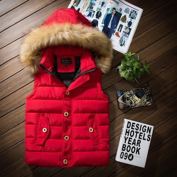 Ανδρικό γιλέκο  με κουκούλα σε διάφορα χρώματα