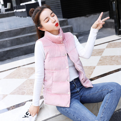 Μοντέρνο γυναικείο γιλέκο με κολάρο σε σχήμα Γ σε διάφορα χρώματα