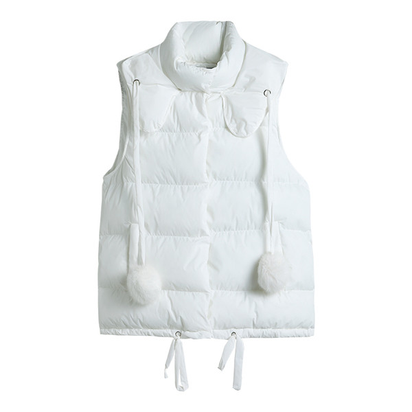 Μοντέρνο γυναικείο γιλέκο με κουκούλα σε μαύρο και άσπρο χρώμα