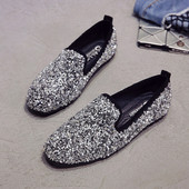 Mocasini strălucitori de damă în negru și gri
