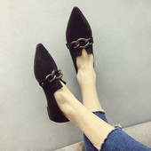 Mocasini de dama in negru si maro cu lant metalic