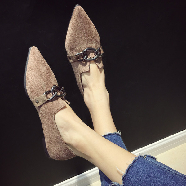 Mocasini de dama in negru si maro cu lant metalic