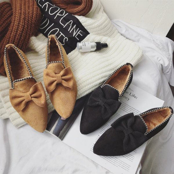 Mocasini de dama cu panglica si decor metalic in negru si maro