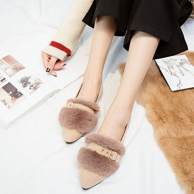 Mocasini de dama de toamna cu bareta si puf in trei culori