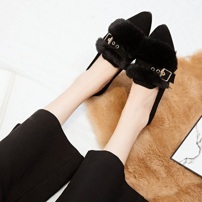 Mocasini de dama de toamna cu bareta si puf in trei culori