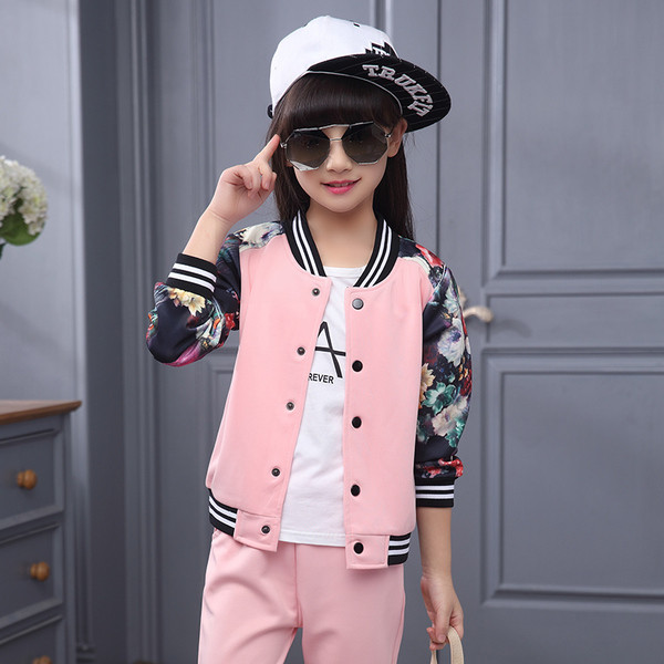 Set jachetă sport pentru copii cu motive florale și trening simplu