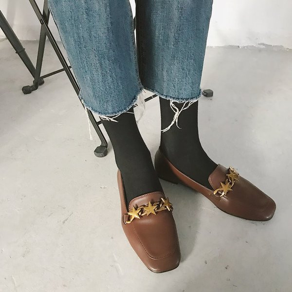 Mocasini de dama din piele ecologica cu element metalic in doua culori