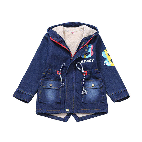 Μπουφάν τζην μωρού με επένδυση σε σκούρο χρώμα