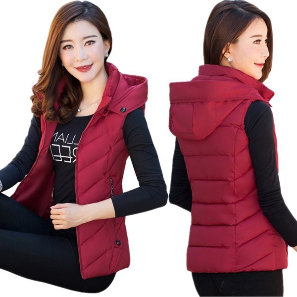 Καθημερινό γυναικείο γιλέκο με  κουκούλα σε διάφορα χρώματα