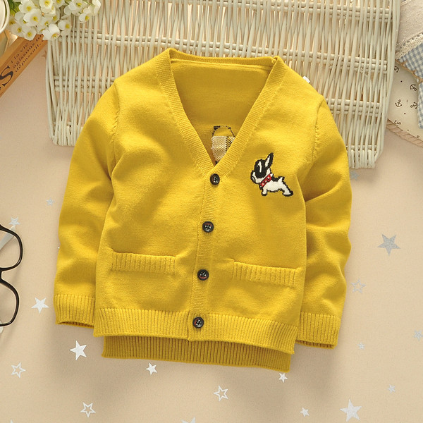 Παιδική ζακέτα με κολάρο σε σχήμα V, κεντήματα και τσέπες κατάλληλο για κορίτσια και αγόρια