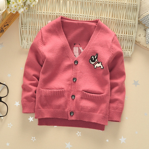 Παιδική ζακέτα με κολάρο σε σχήμα V, κεντήματα και τσέπες κατάλληλο για κορίτσια και αγόρια