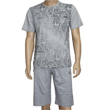 Мъжка пижама - тениска с флорални мотиви и къси шорти