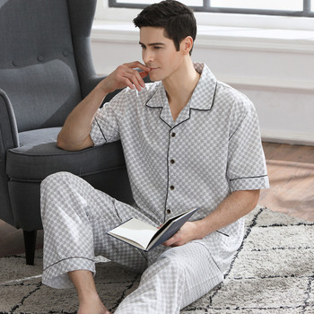 Мъжка пижама в няколко модела - горнище с яка и дълъг панталон