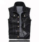 Vesta de denim pentru barbati de culoare gri inchis