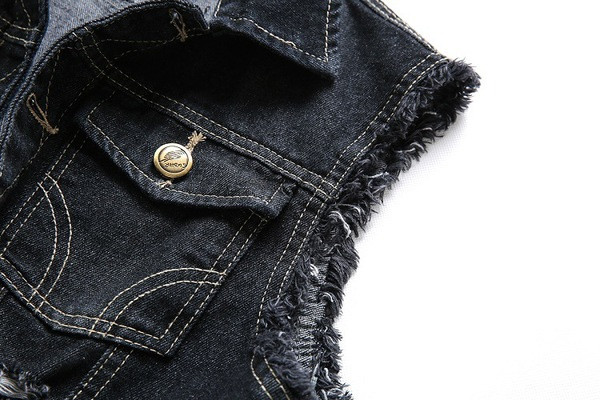 Vesta de denim pentru barbati de culoare gri inchis