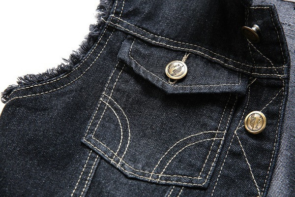 Vesta de denim pentru barbati de culoare gri inchis