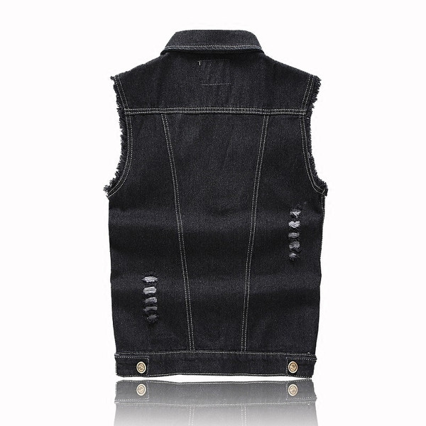 Vesta de denim pentru barbati de culoare gri inchis