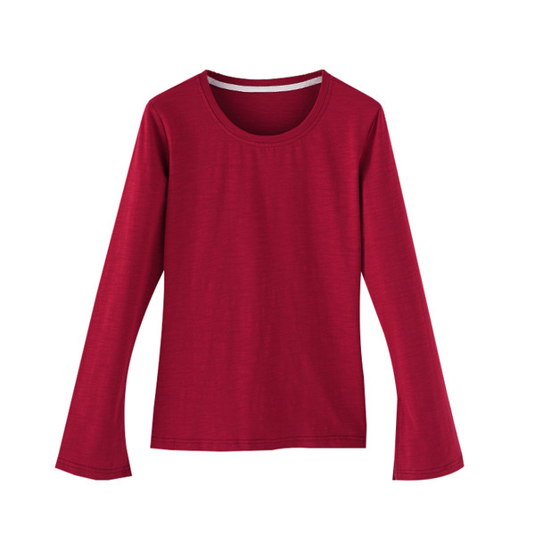 Γυναικεία  μπλούζα με μακρύ μανίκι και κολάρο σε σχήμα O σε δύο χρώματα