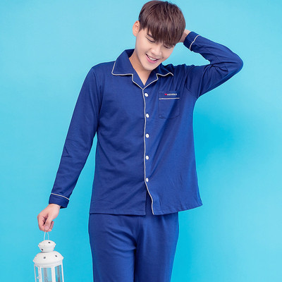 Pijamale subțiri pentru bărbați - top cu mâneci lungi și pantaloni lungi