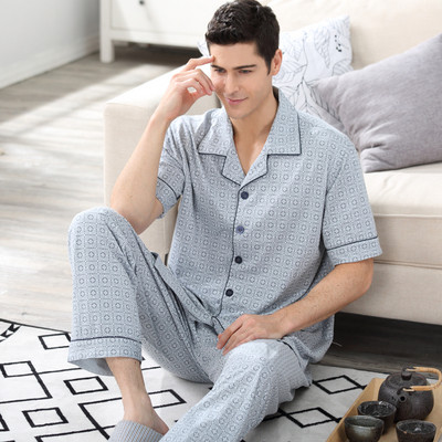 Мъжка пижама - горнище с джобове и  дълъг панталон