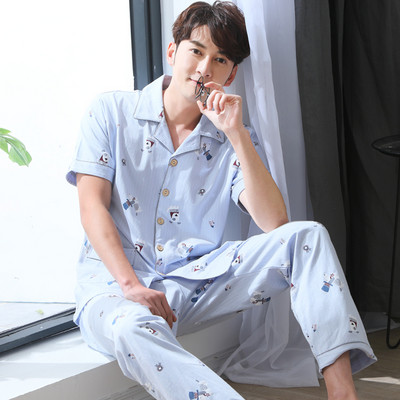 Мъжка пижама - горнище с джобове и  дълъг панталон