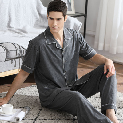 Мъжка пижама - горнище с джобове и  дълъг панталон