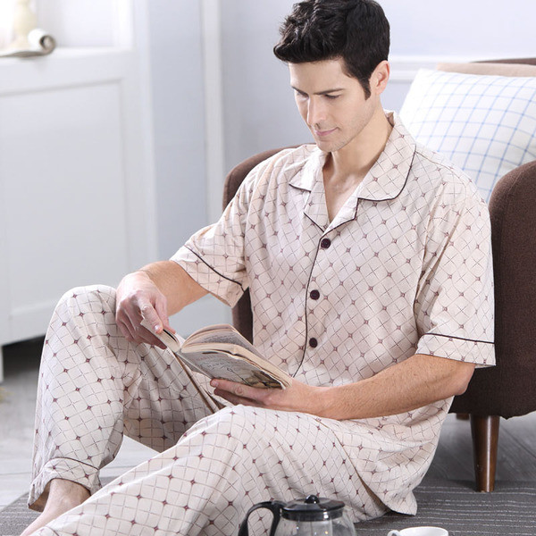 Мъжка пижама - горнище с джобове и  дълъг панталон