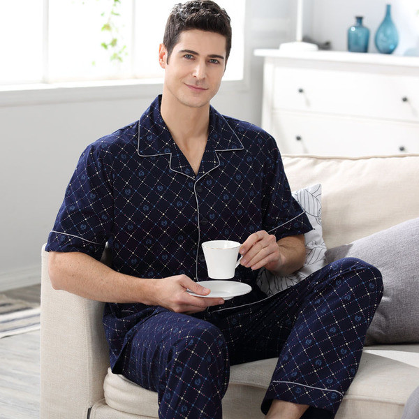 Мъжка пижама - горнище с джобове и  дълъг панталон