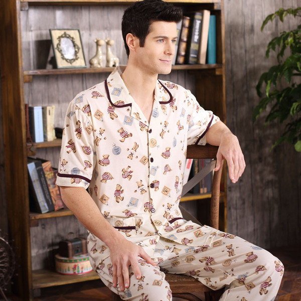 Мъжка пижама - горнище с джобове и  дълъг панталон