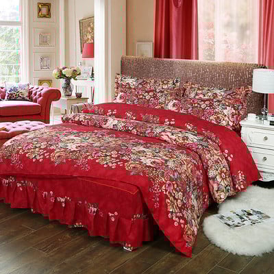 Lenjerie de pat în patru părți cu model floral