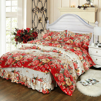 Спално бельо от четири части с флорален десен