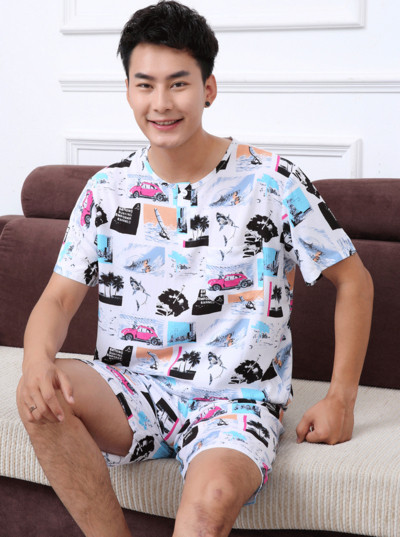 Мъжка памучна пижама от две части в няколко модела